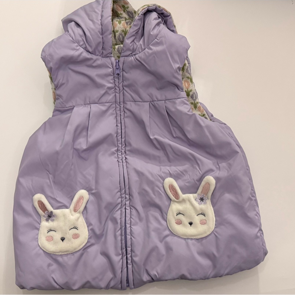 Purple Kids Vest with Bunny Design - Reversible